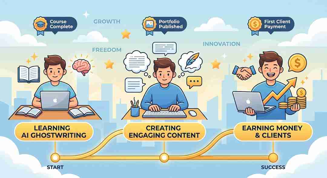 After learn AI ghostwriting your success journey to earning