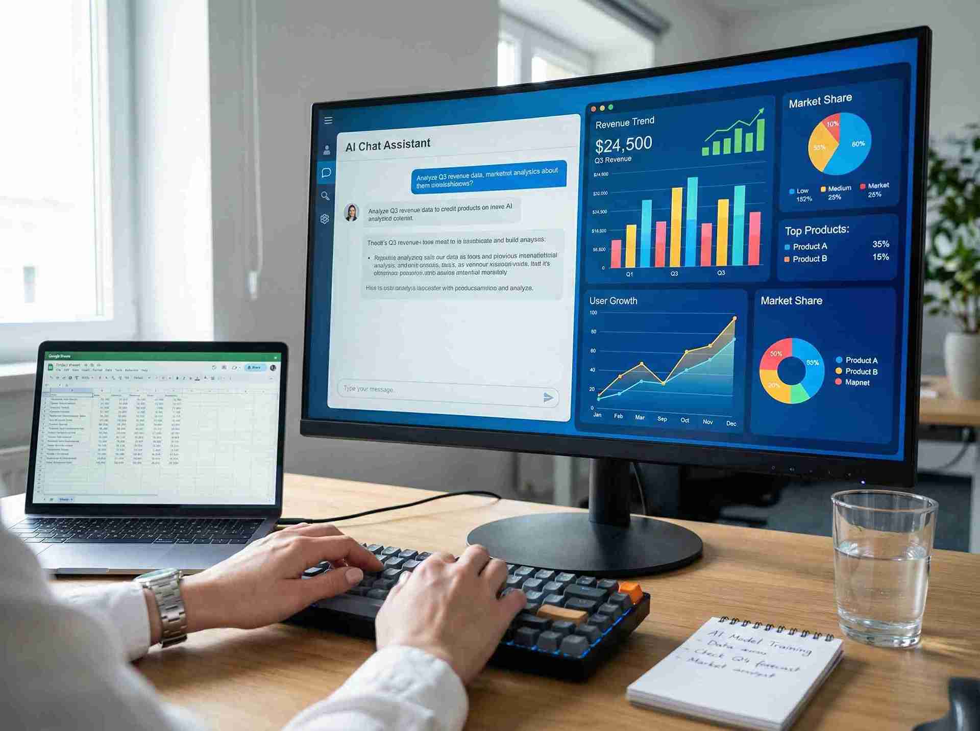 Professional using ChatGPT for AI-powered data analysis earning $50-80 per hour