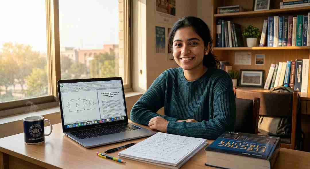 confident engineering student achieving success using chatgpt study system